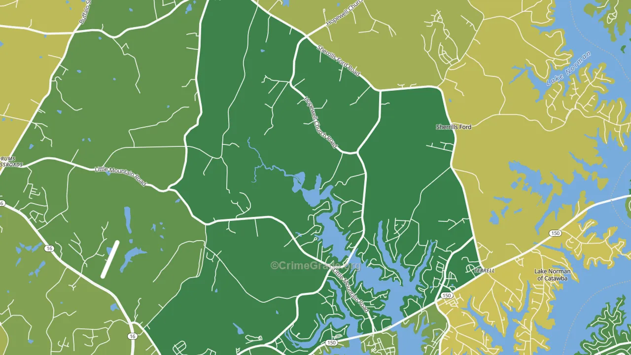 Sherrills Ford, NC Map of Theft Rates