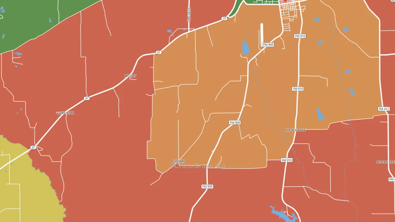 Sherry, TX Map of Theft Rates