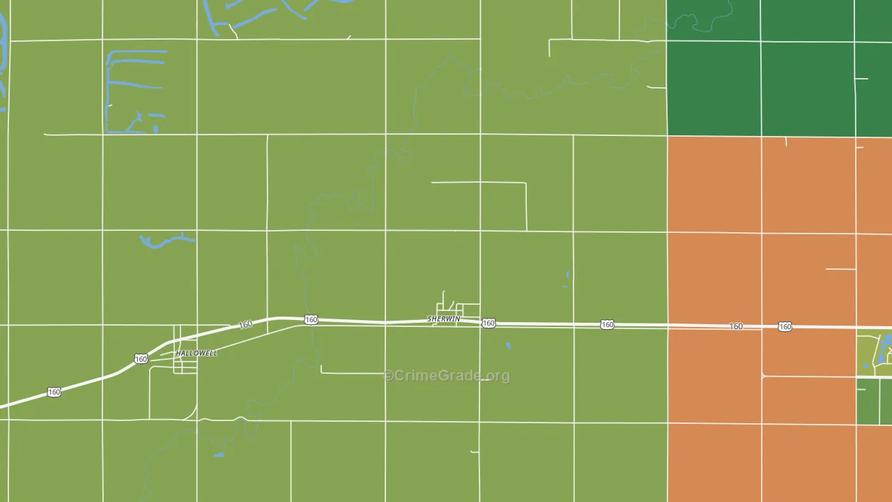 Sherwin, KS Map of Theft Rates