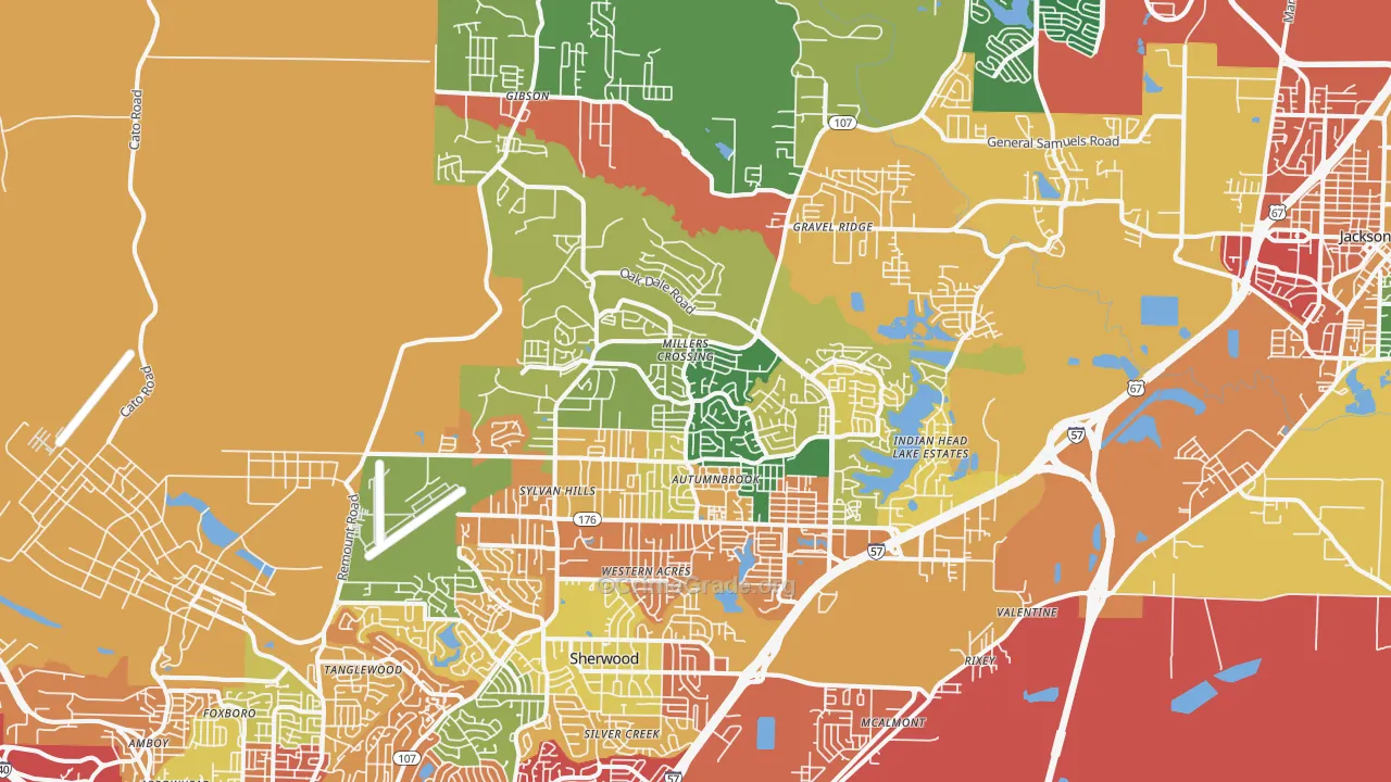 Sherwood, AR Map of Theft Rates