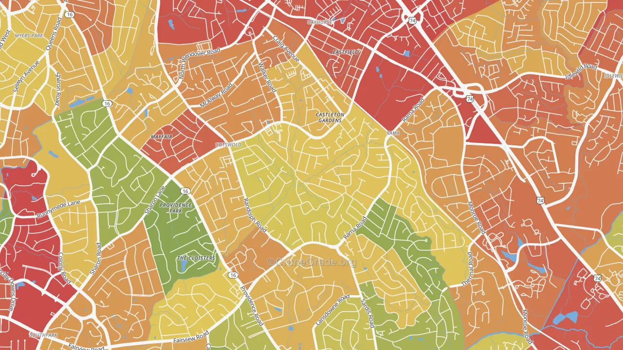Sherwood Forest, Charlotte, NC Map of Theft Rates