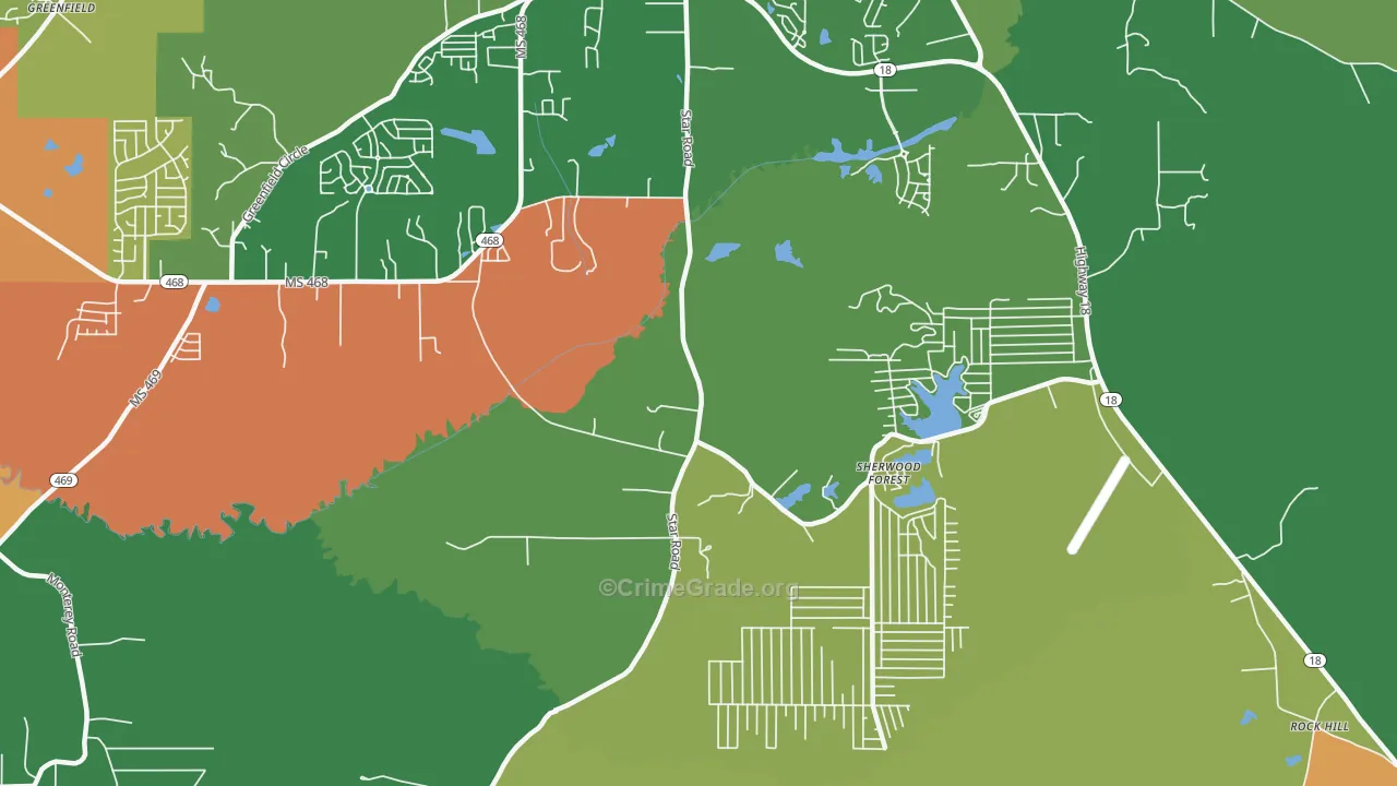 Sherwood Forest, MS Map of Theft Rates