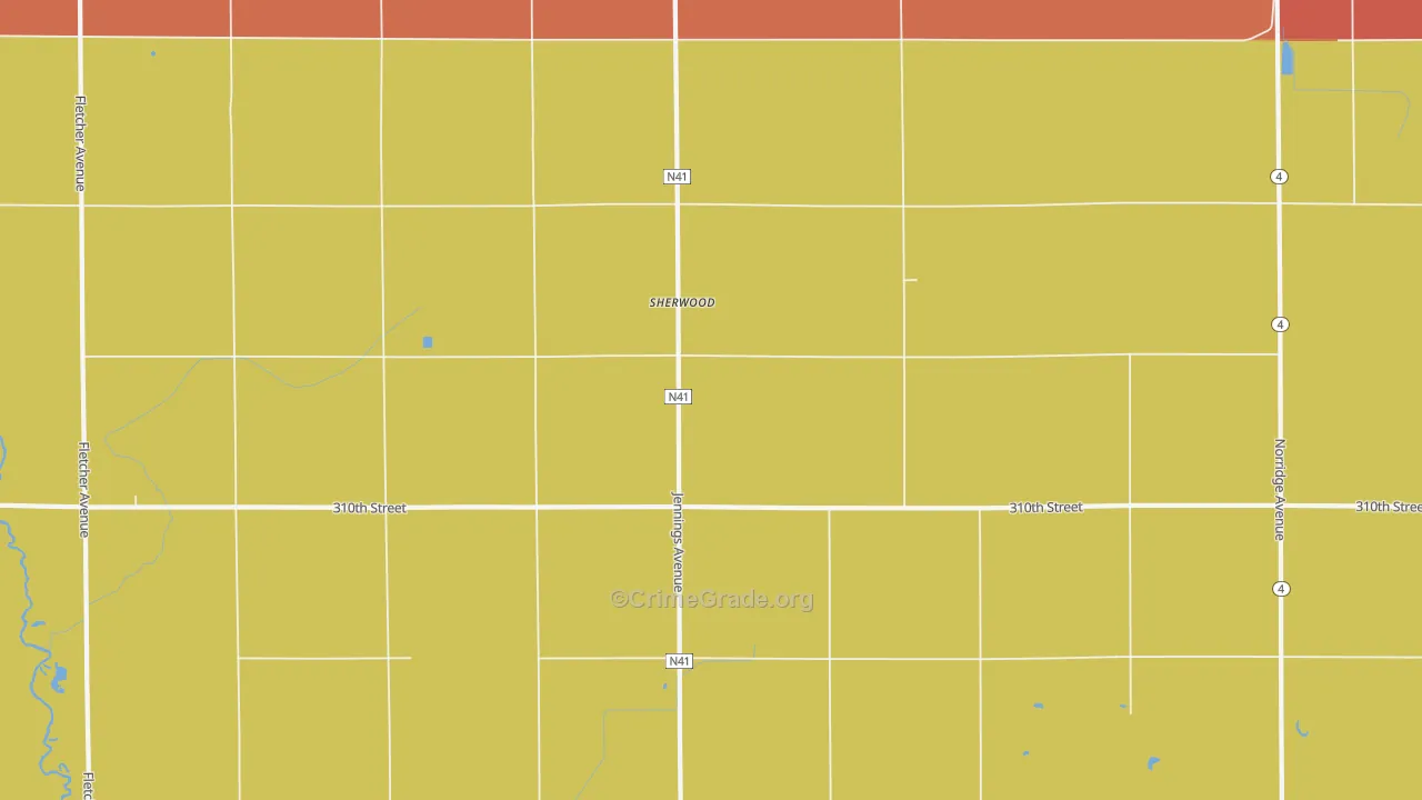 Sherwood, IA Map of Theft Rates