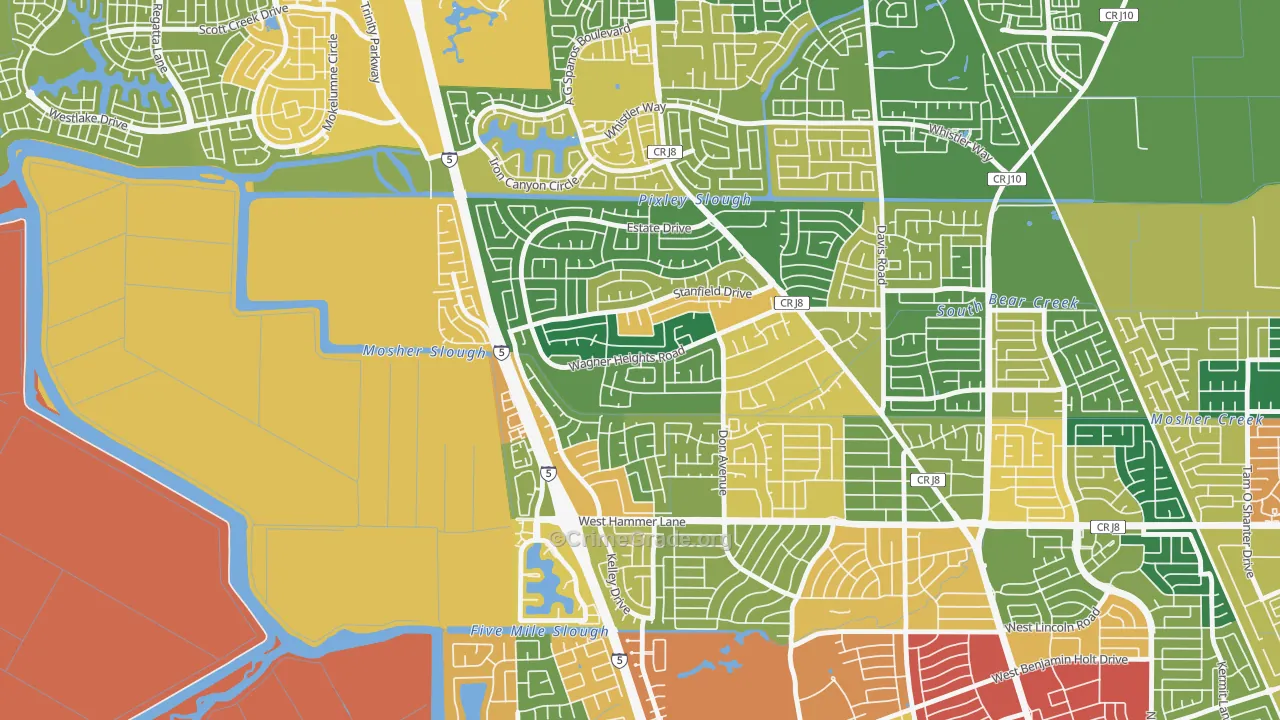 Sherwood Manor, Stockton, CA Map of Theft Rates