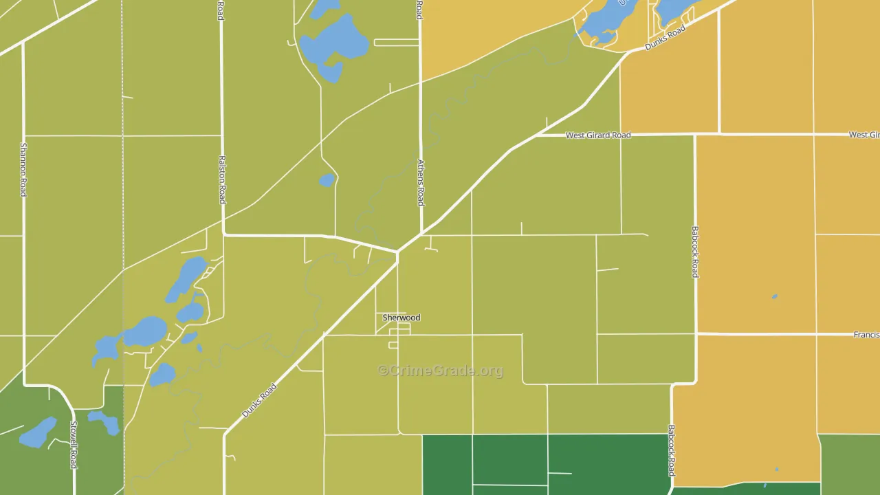 Sherwood, MI Map of Theft Rates
