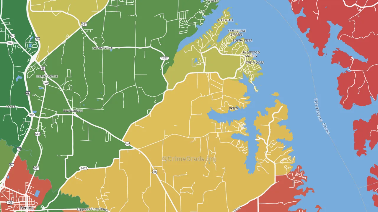 Sherwood Shores, KY Map of Theft Rates