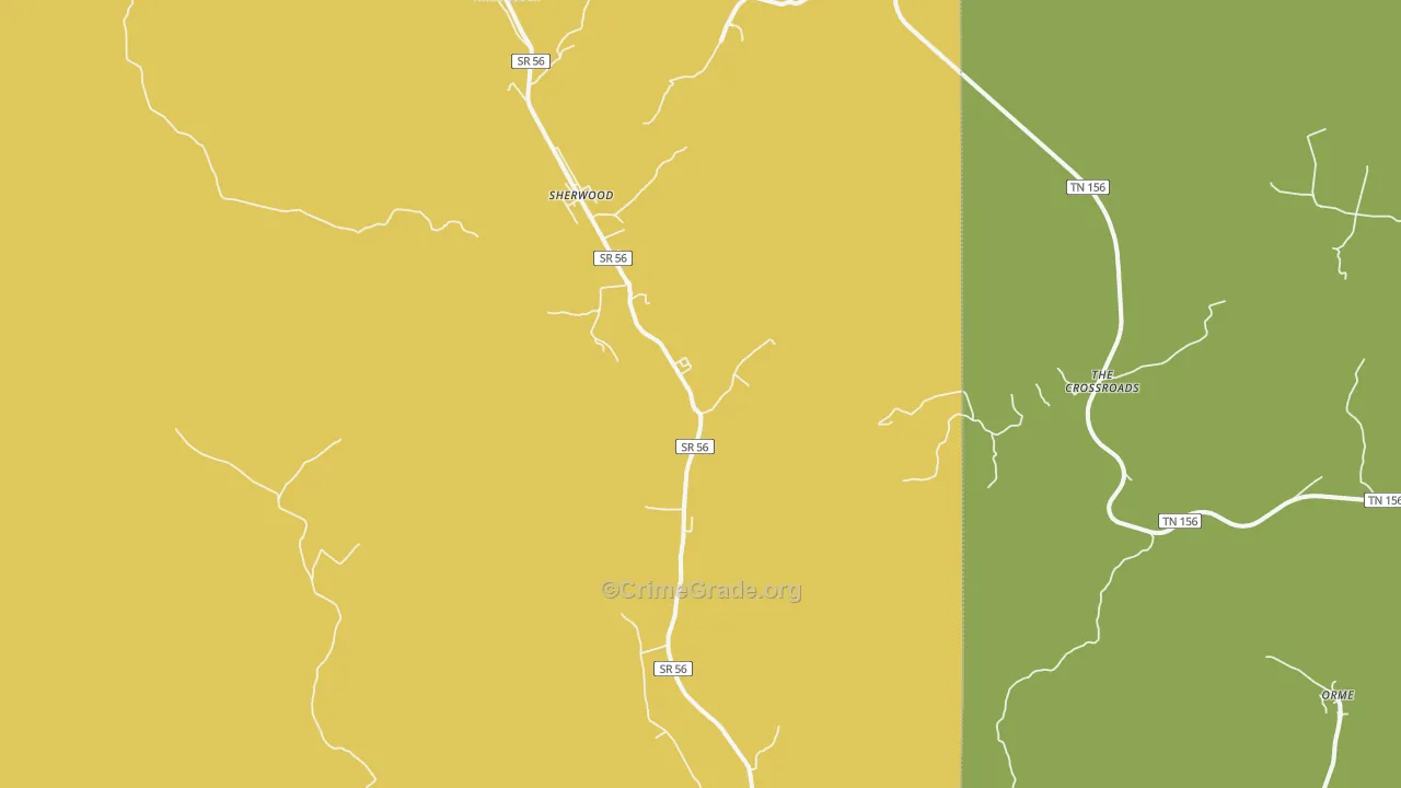 Sherwood, TN Map of Theft Rates