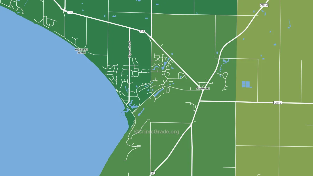 Sherwood, WI Map of Theft Rates