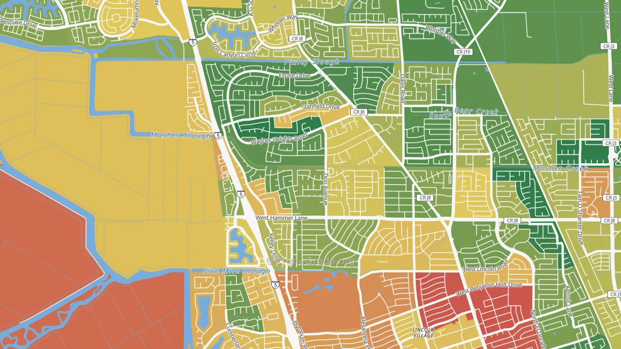 Sherwoods Manor, Stockton, CA Map of Theft Rates