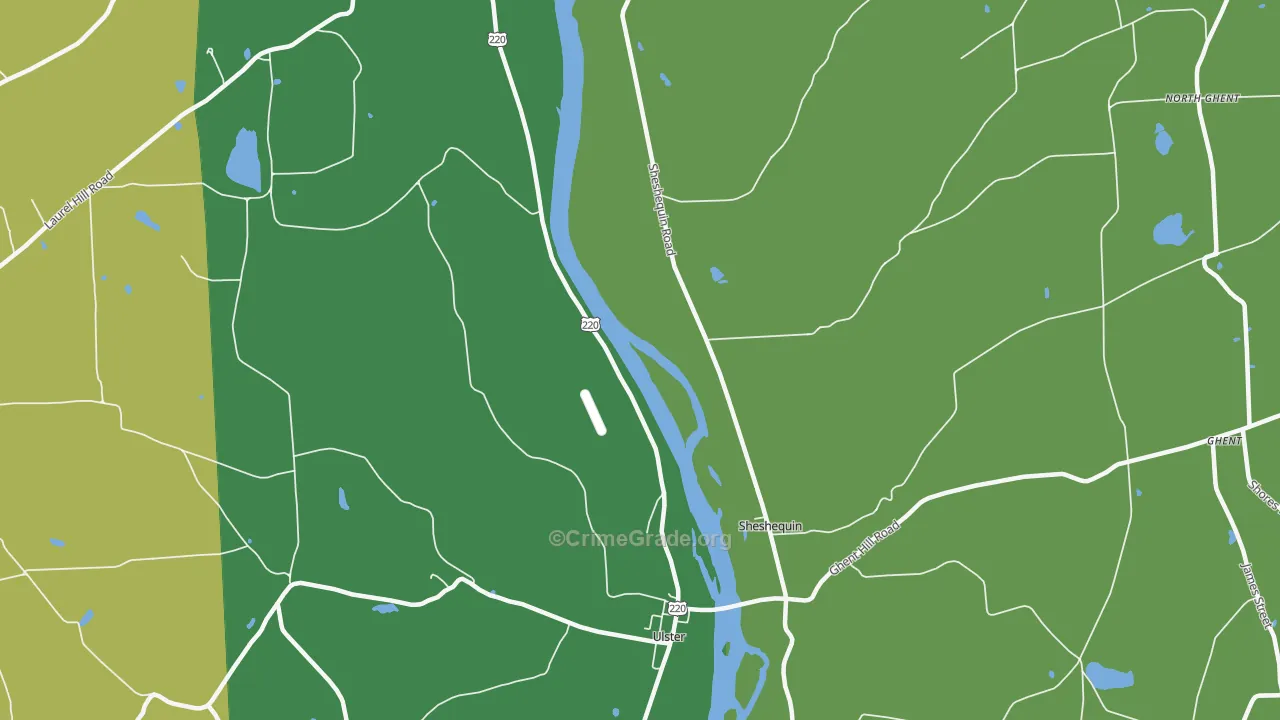 Sheshequin, PA Map of Theft Rates