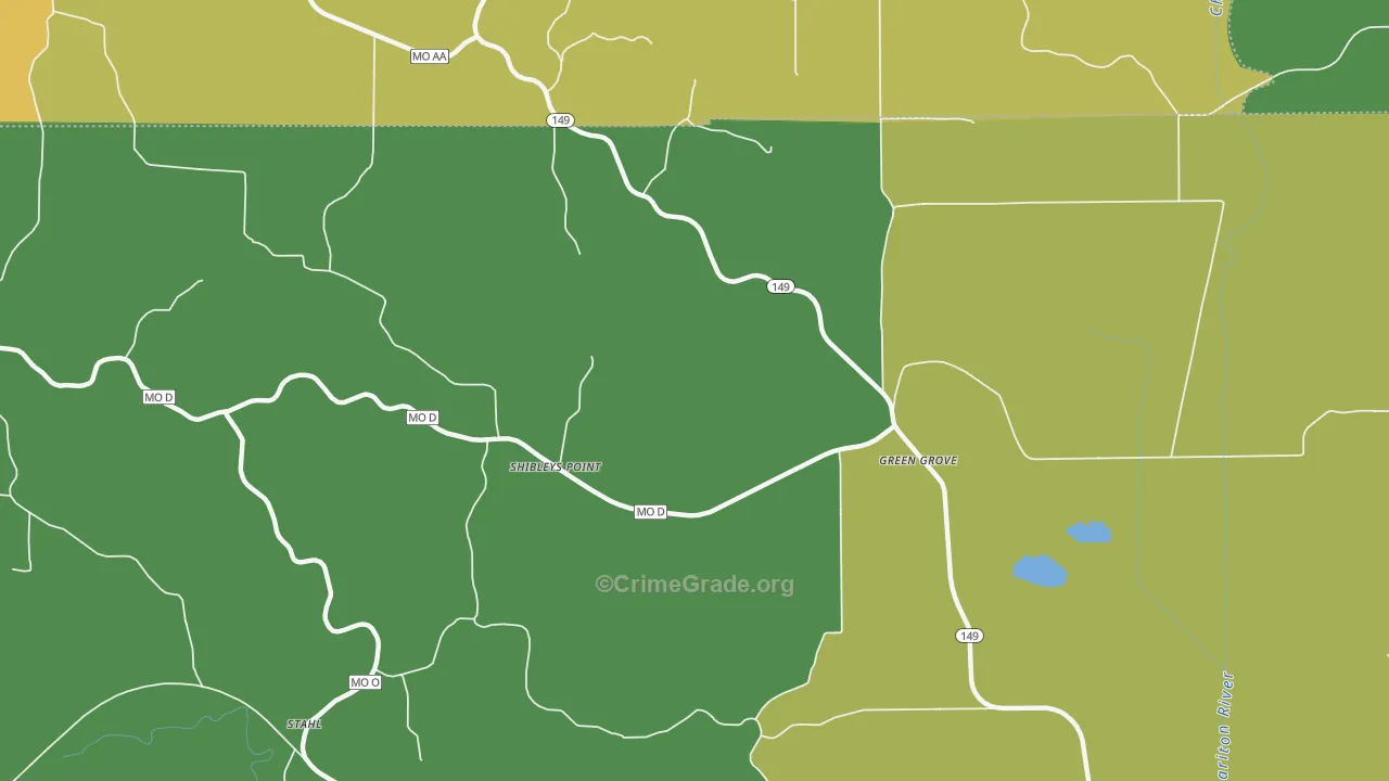 Shibleys Point, MO Map of Theft Rates