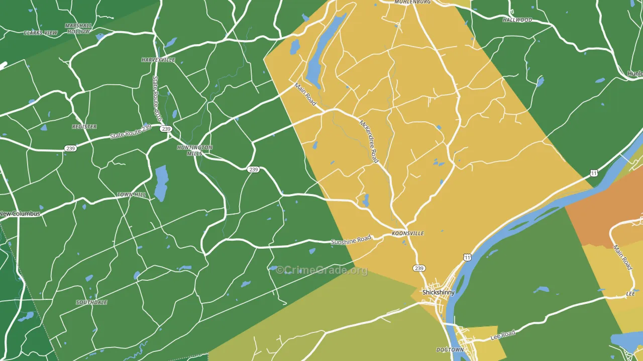 Shickshinny, PA Map of Theft Rates