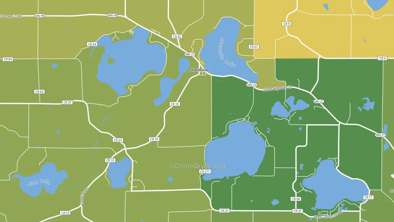 Shieldsville, MN Map of Theft Rates