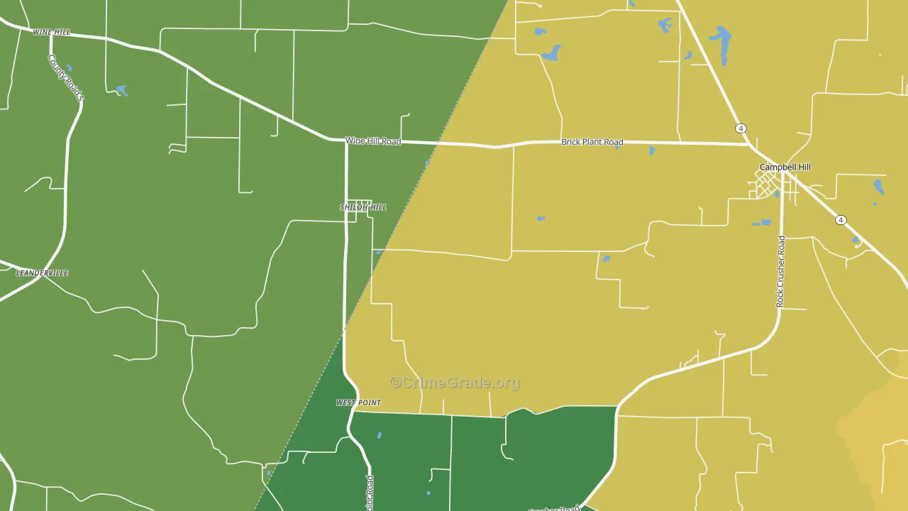 Shiloh Hill, IL Map of Theft Rates