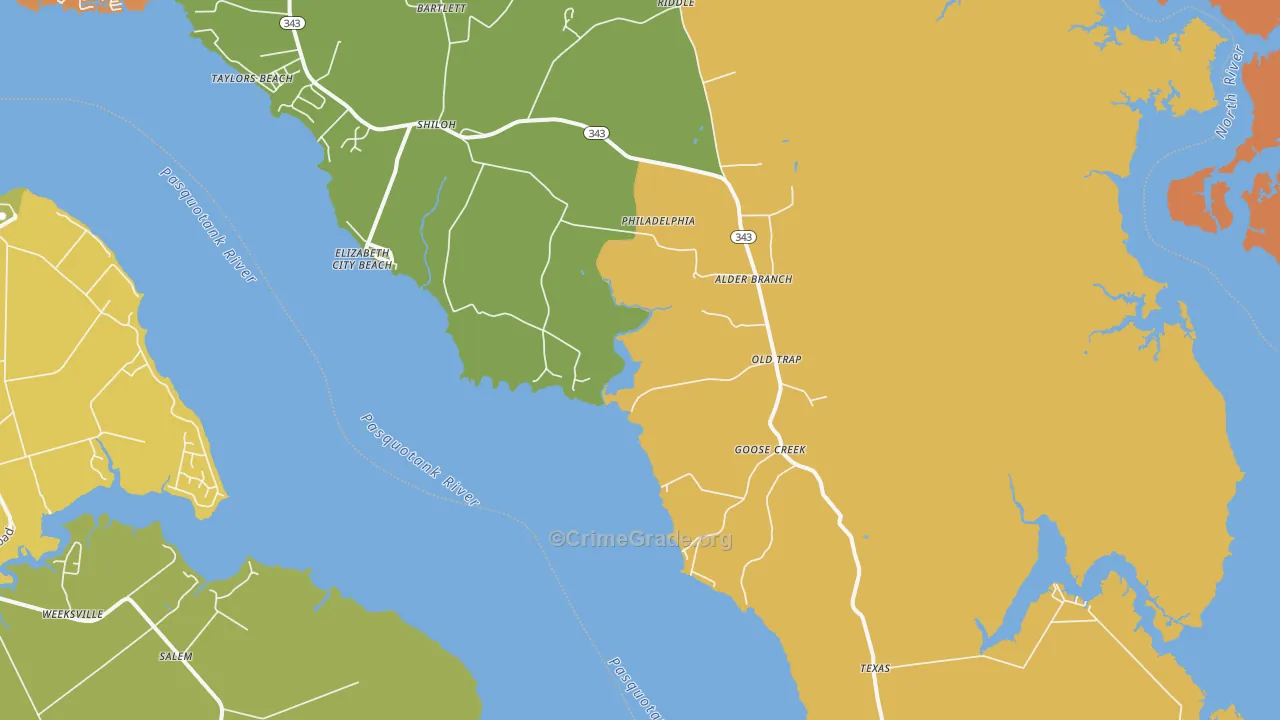 Shiloh, NC Map of Theft Rates