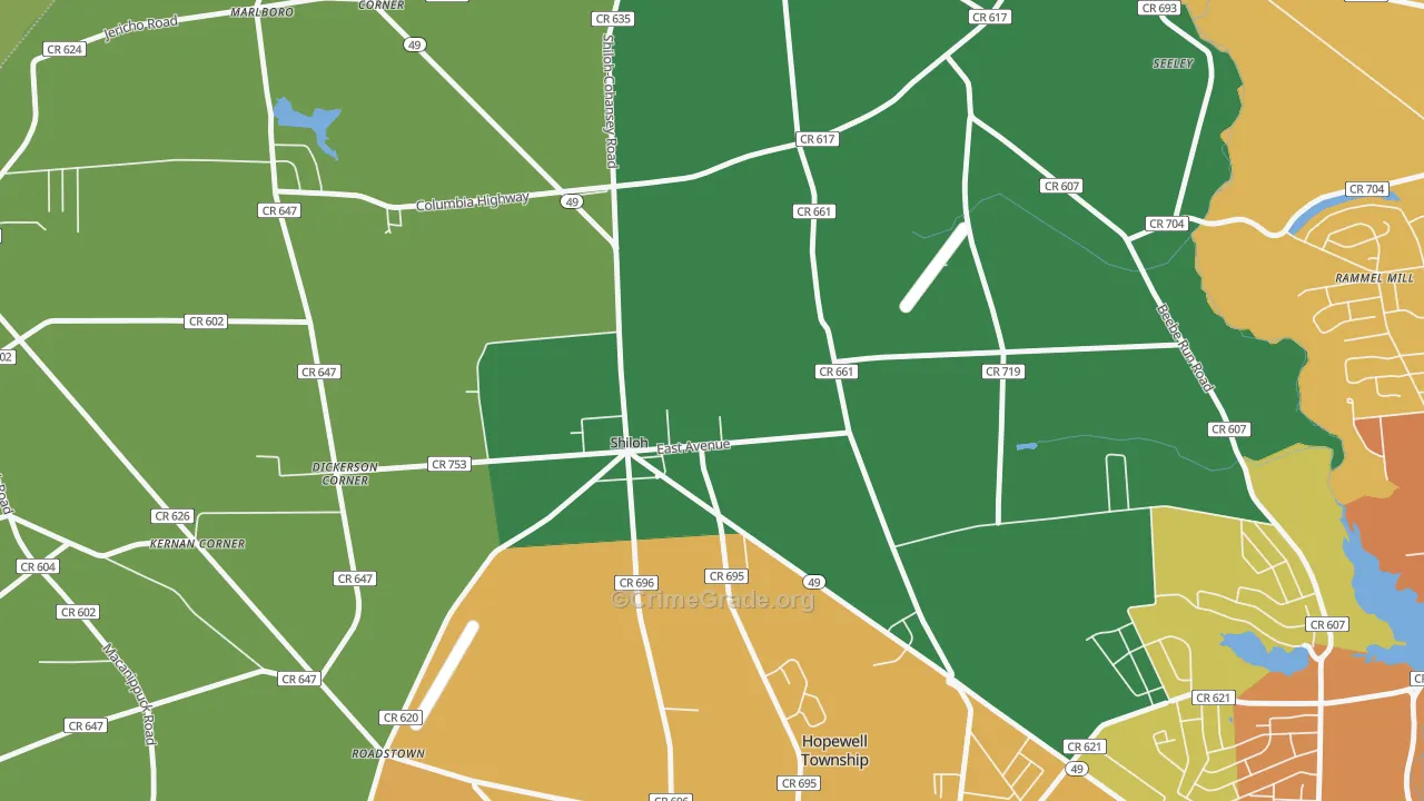 Shiloh, NJ Map of Theft Rates