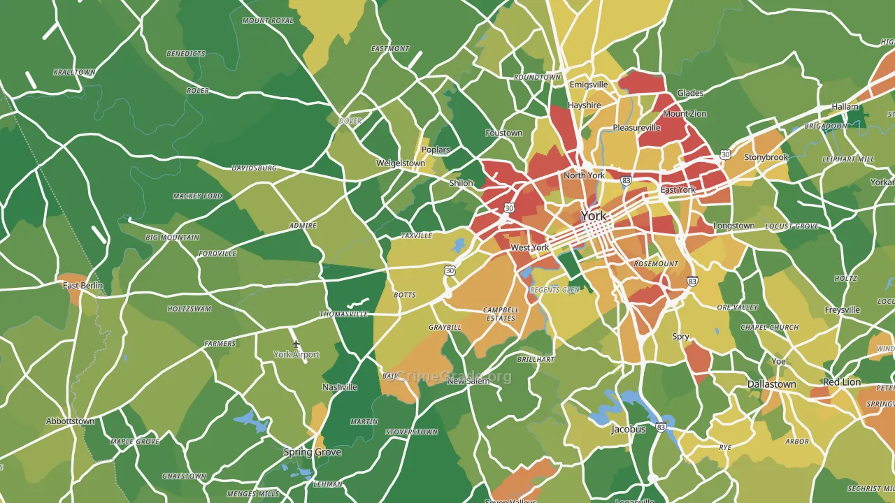Shiloh, PA Map of Theft Rates
