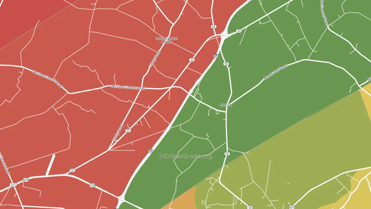 Shiloh, SC Map of Theft Rates