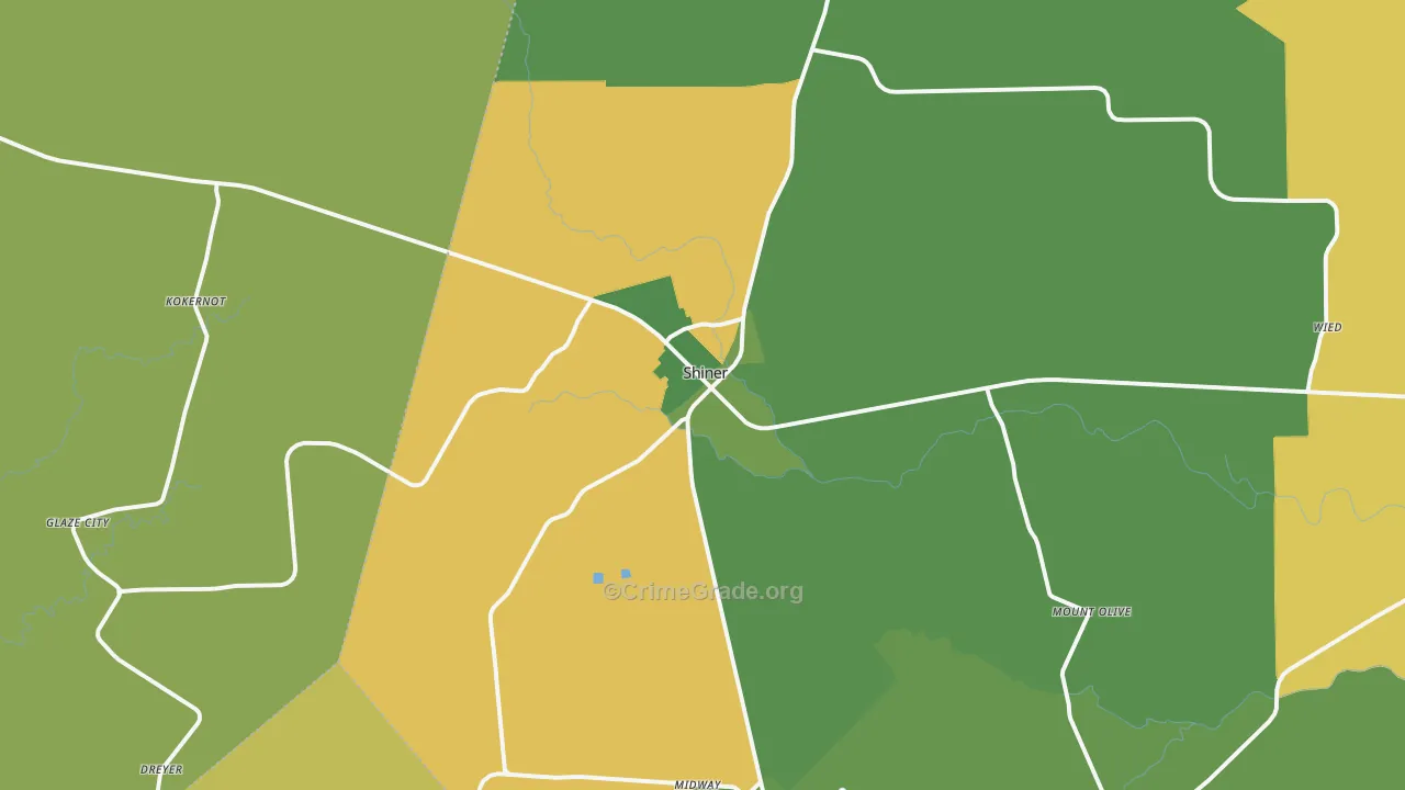 Shiner, TX Map of Theft Rates