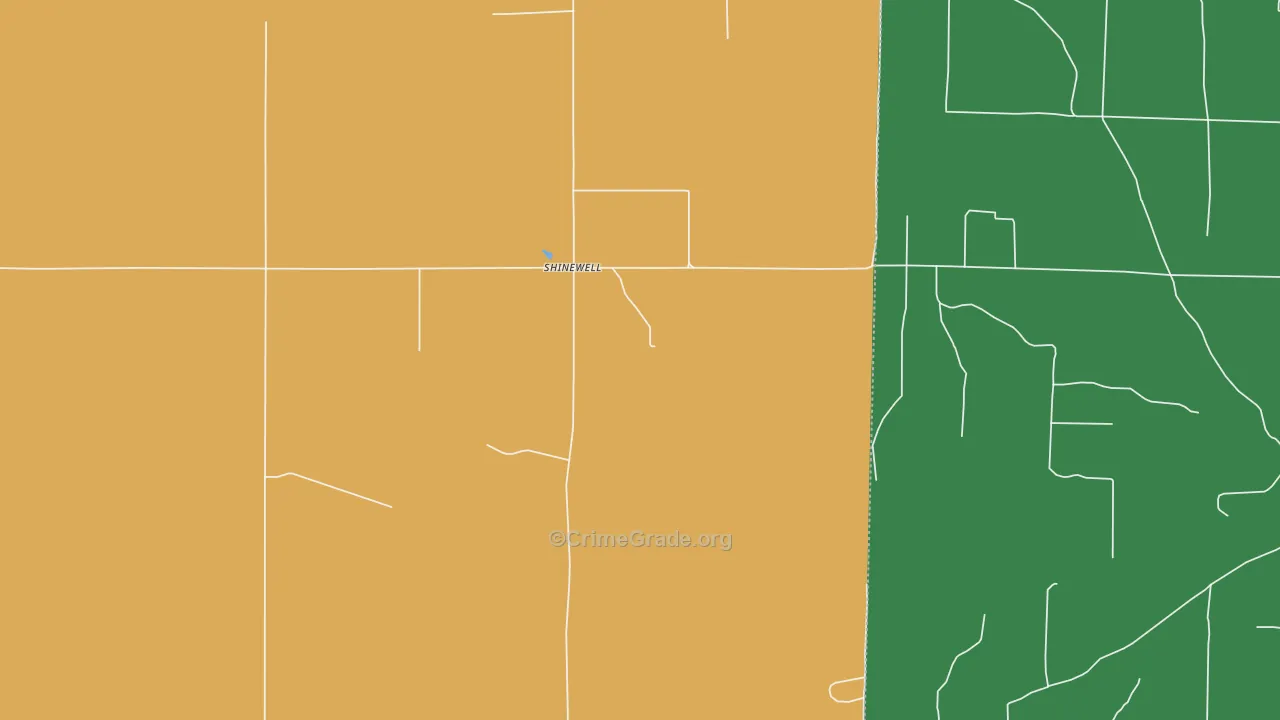 Shinewell, OK Map of Theft Rates