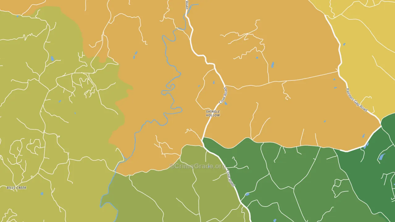 Shingle Hollow, NC Map of Theft Rates