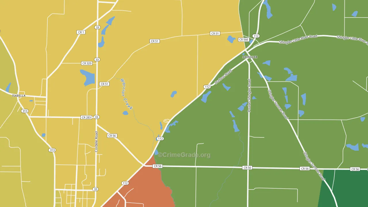 Shingler, GA Map of Theft Rates