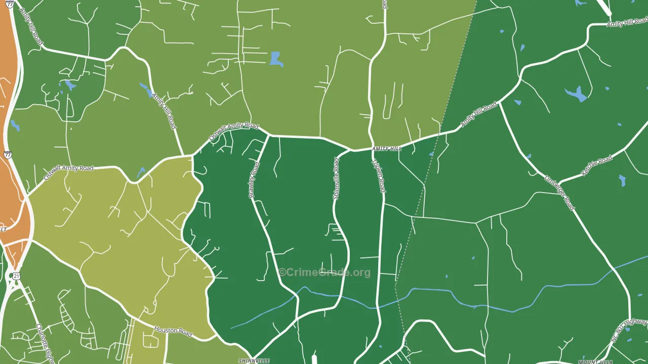 Shinnville, NC Map of Theft Rates