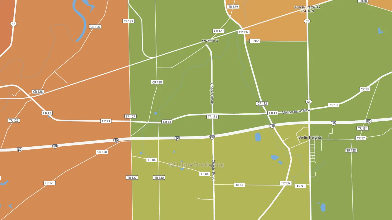 Shinrock, OH Map of Theft Rates