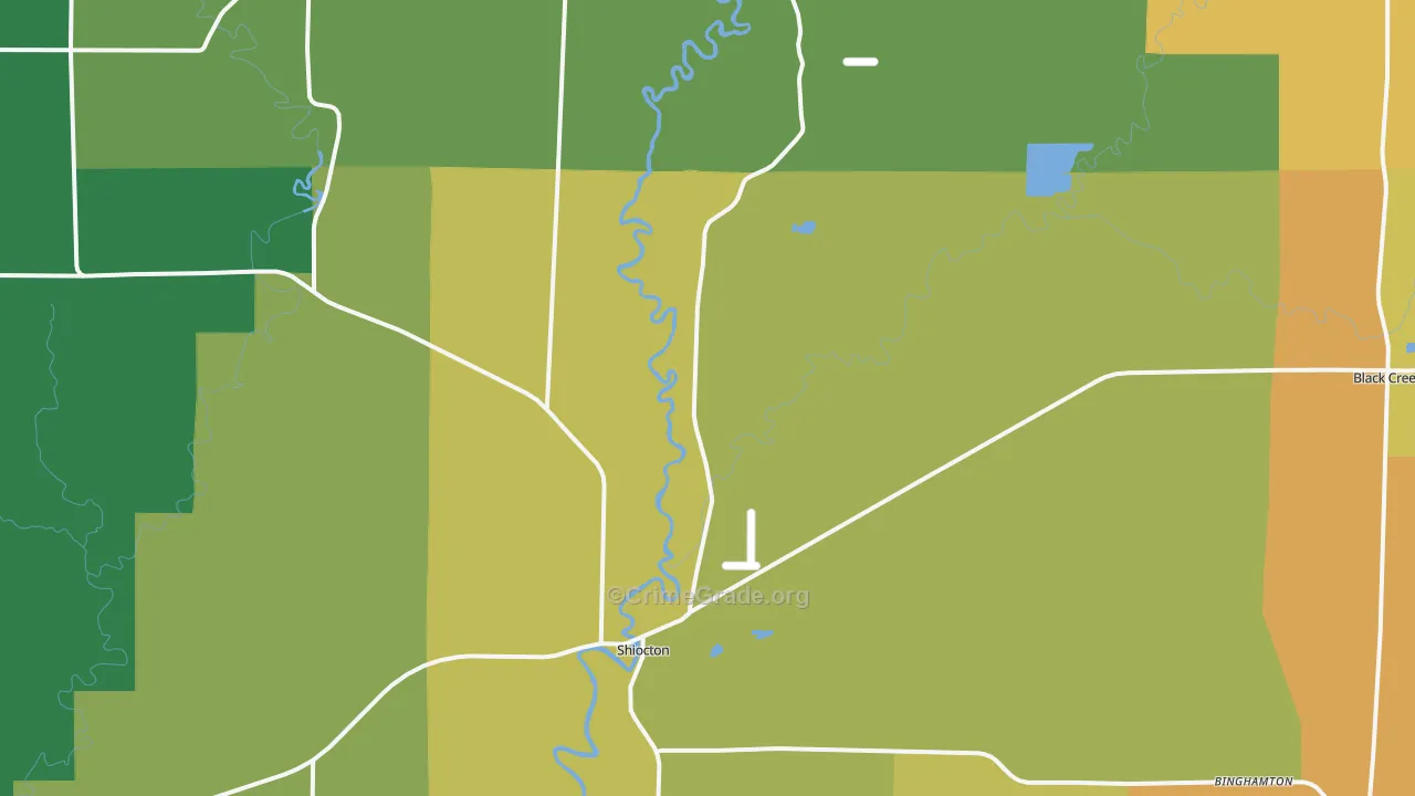 Shiocton, WI Map of Theft Rates