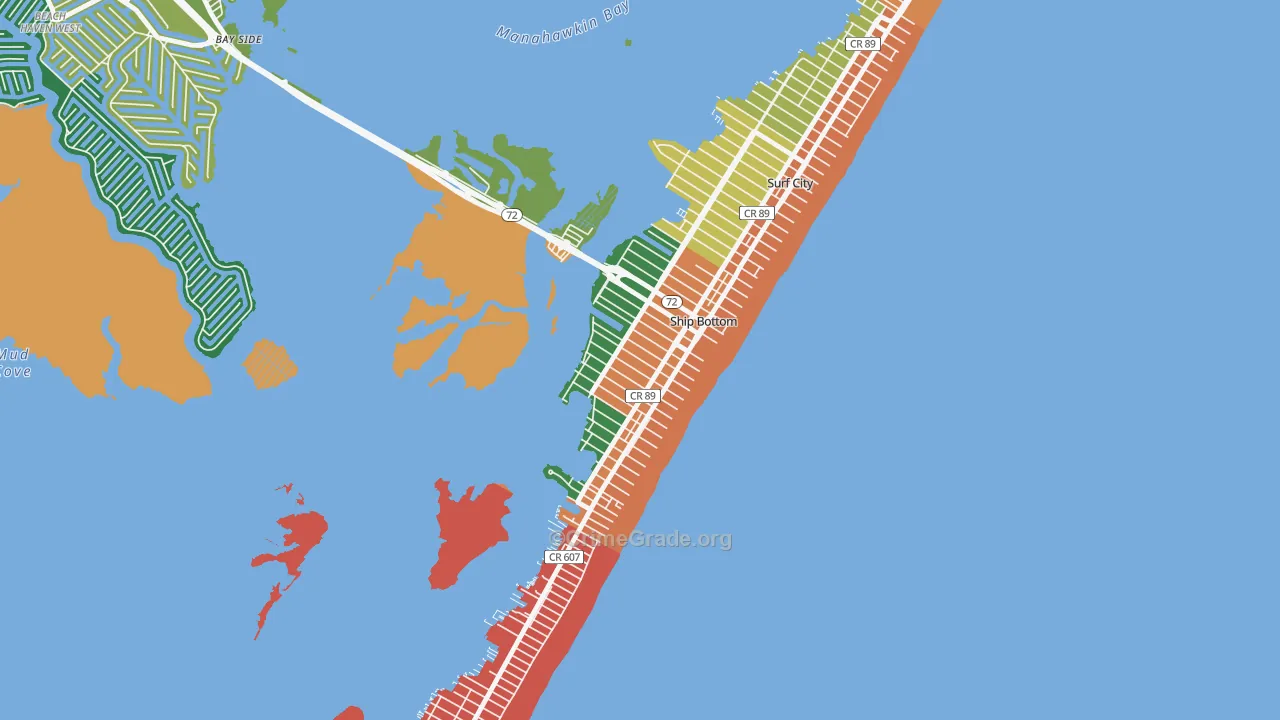 Ship Bottom, NJ Map of Theft Rates