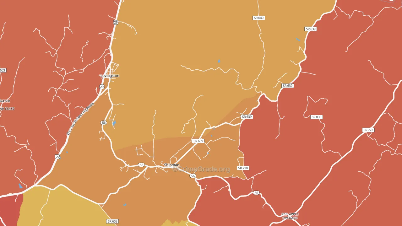 Shipman, VA Map of Theft Rates