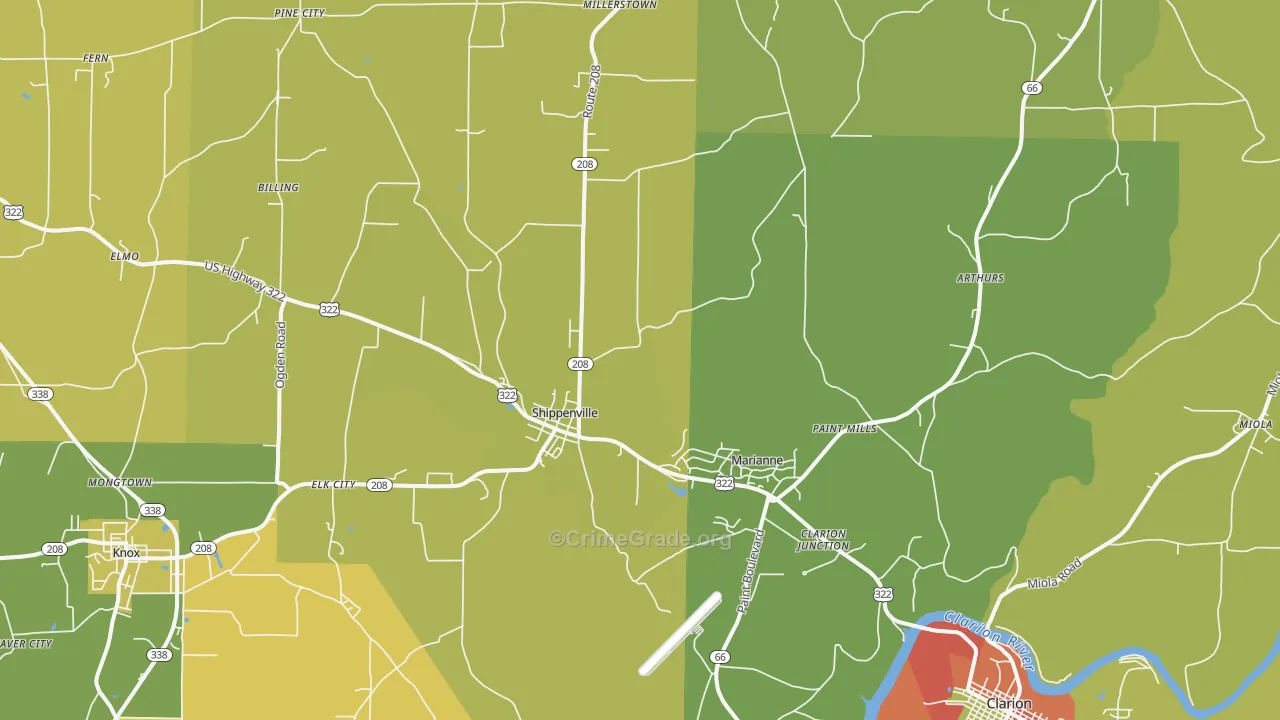 Shippenville, PA Map of Theft Rates
