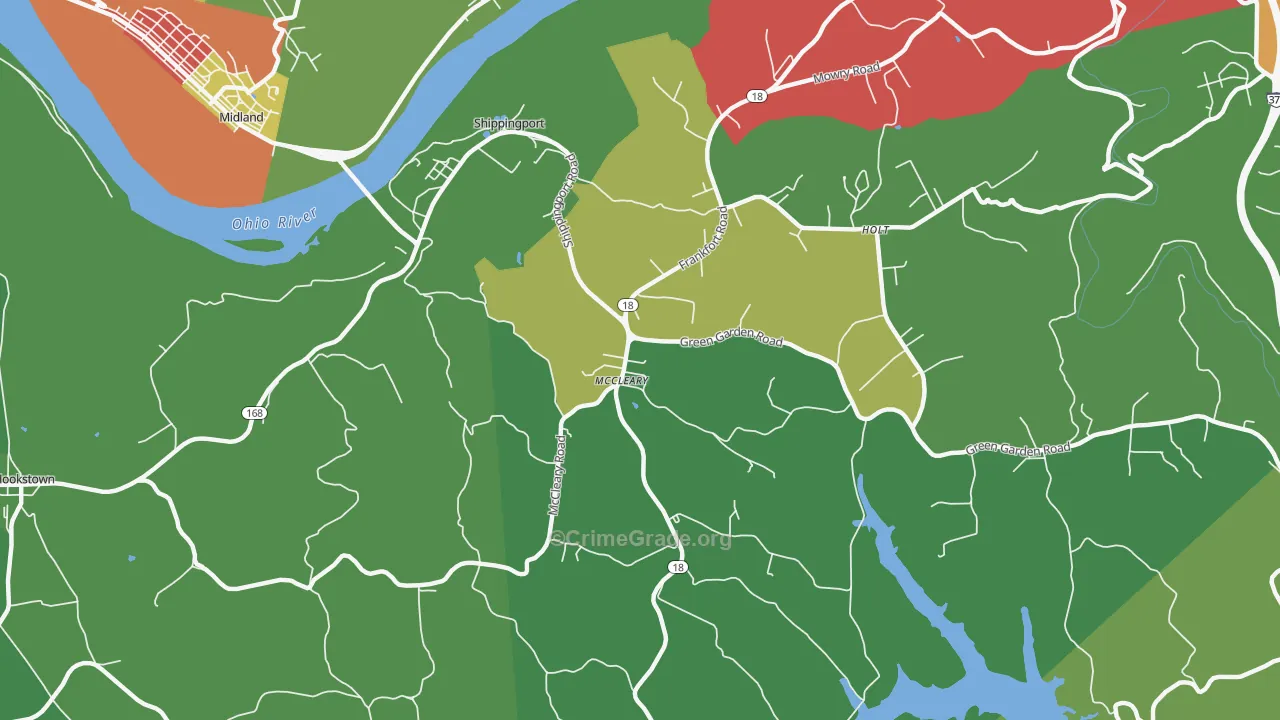 Shippingport, PA Map of Theft Rates
