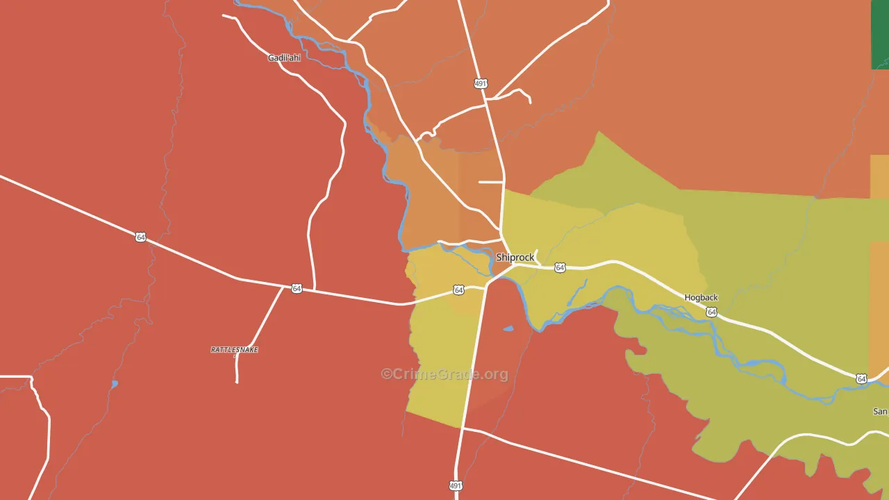 Shiprock, NM Map of Theft Rates