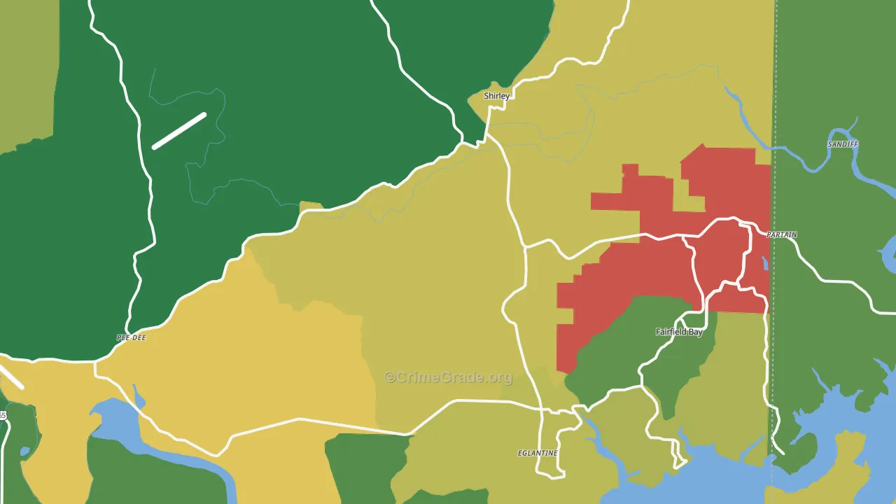 Shirley, AR Map of Theft Rates