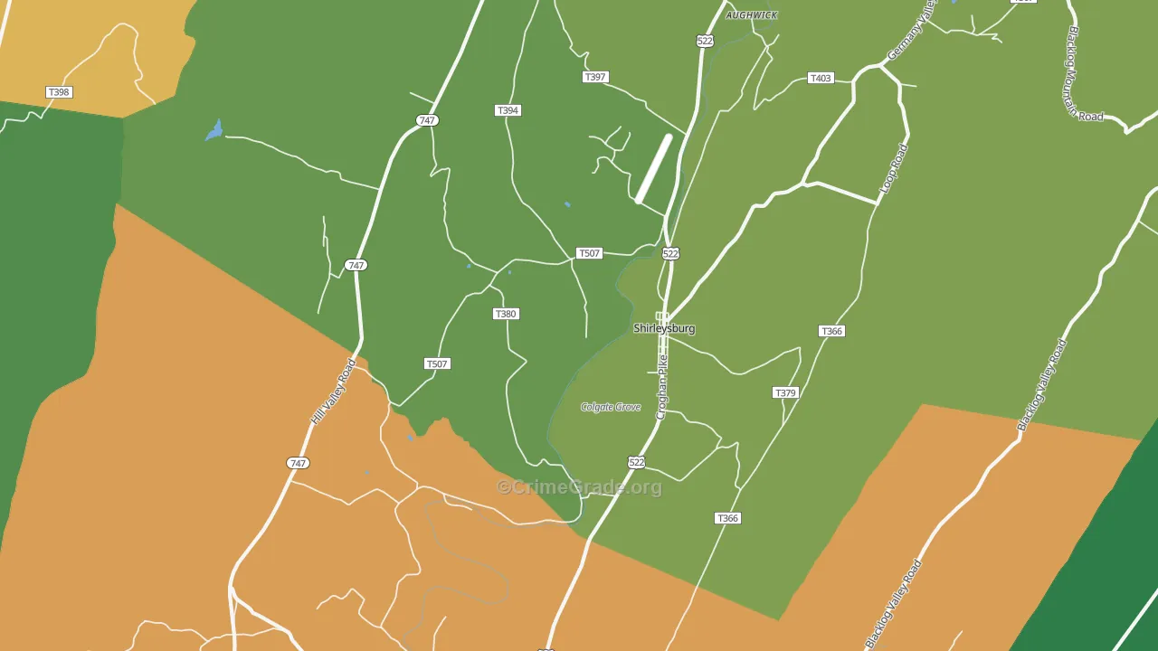 Shirleysburg, PA Map of Theft Rates
