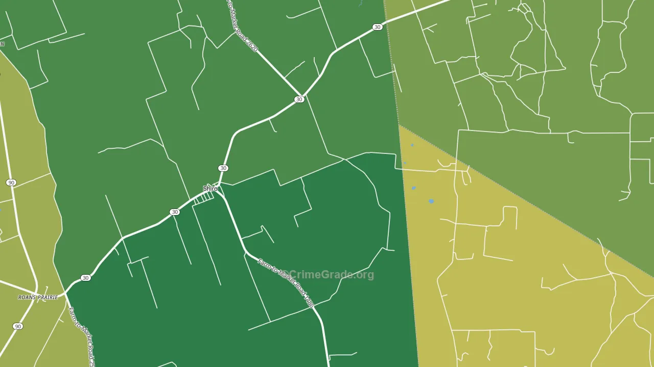 Shiro, TX Map of Theft Rates