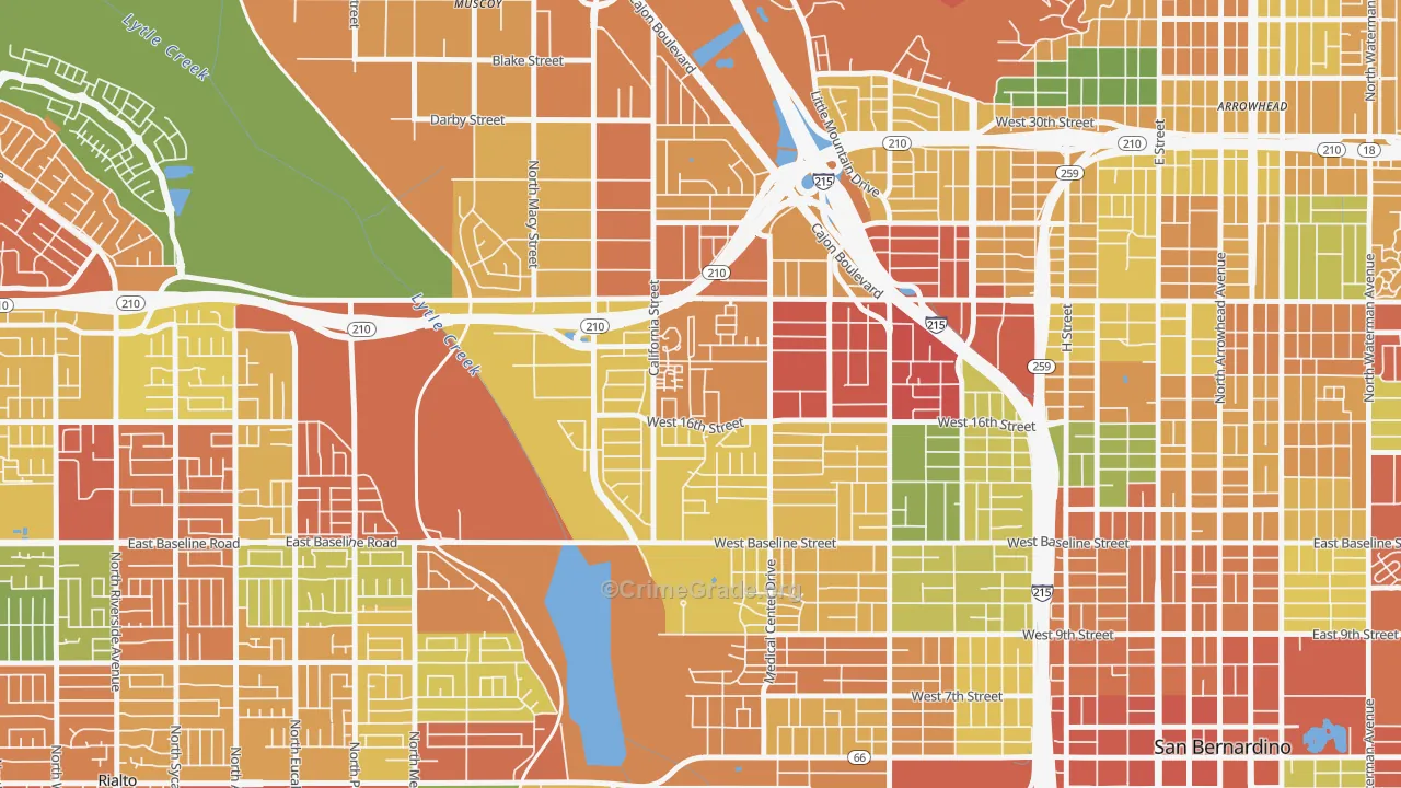 Shirrells, San Bernardino, CA Map of Theft Rates