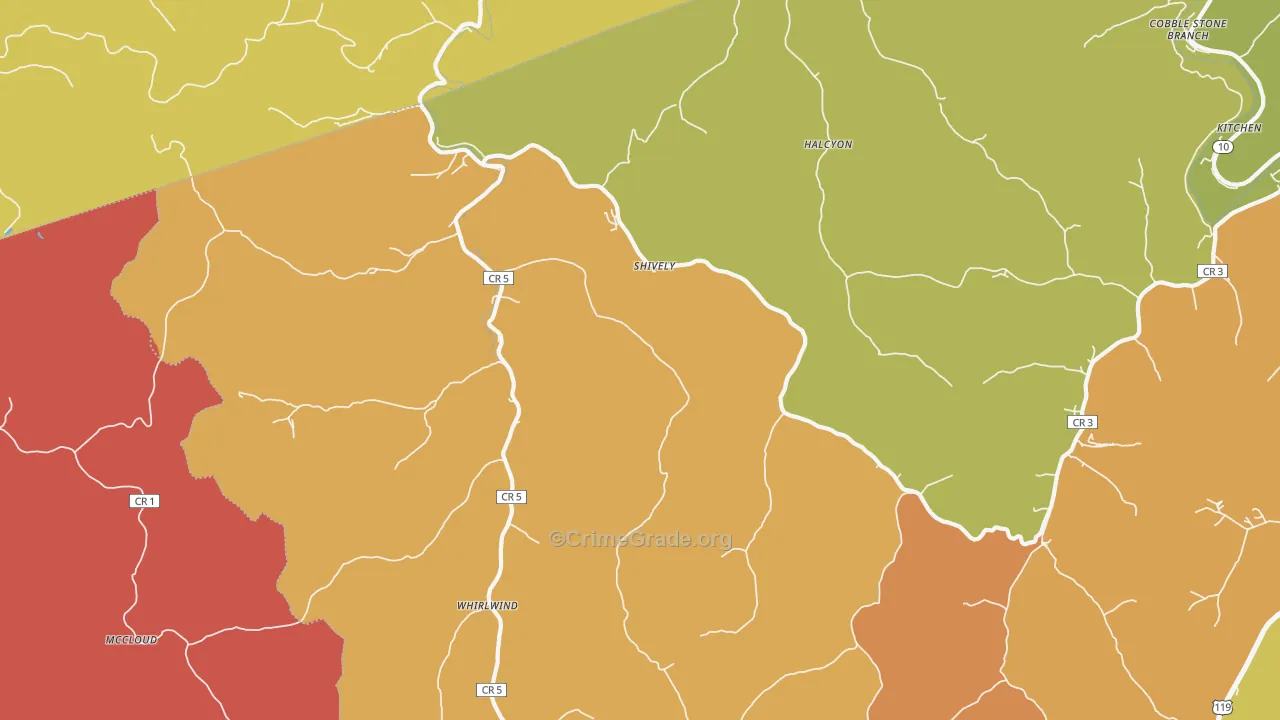 Shively, WV Map of Theft Rates