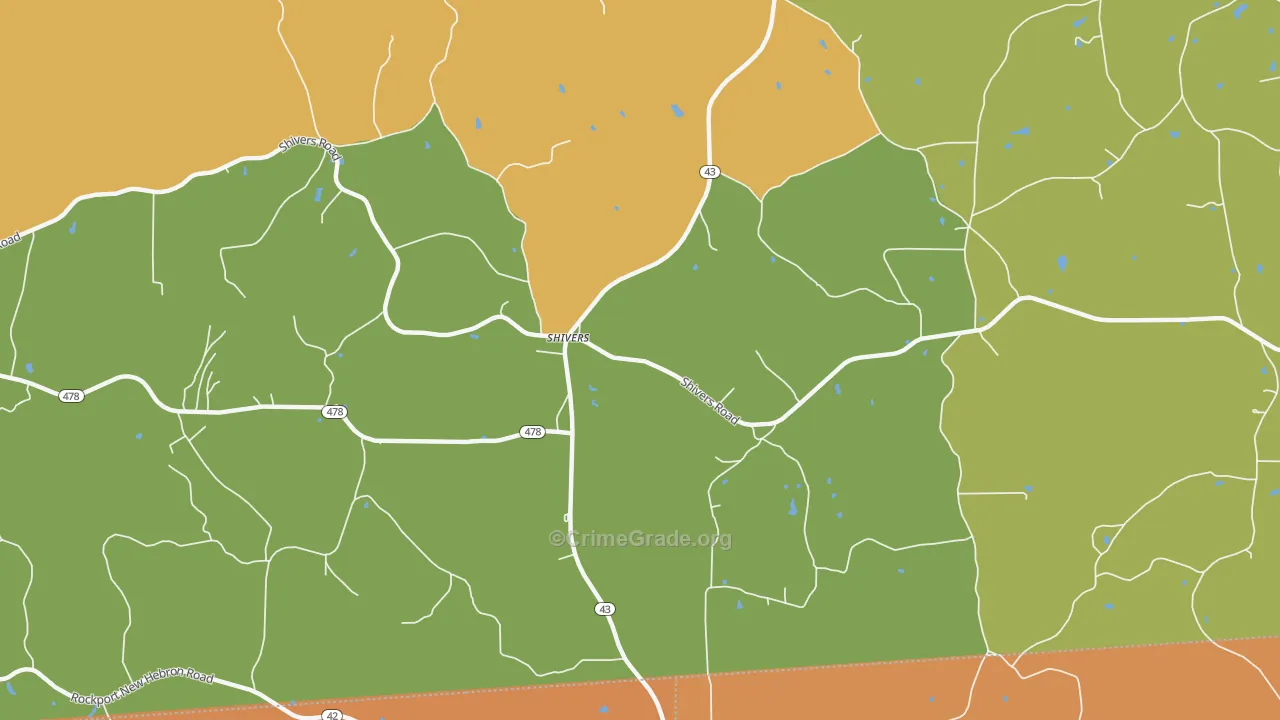 Shivers, MS Map of Theft Rates