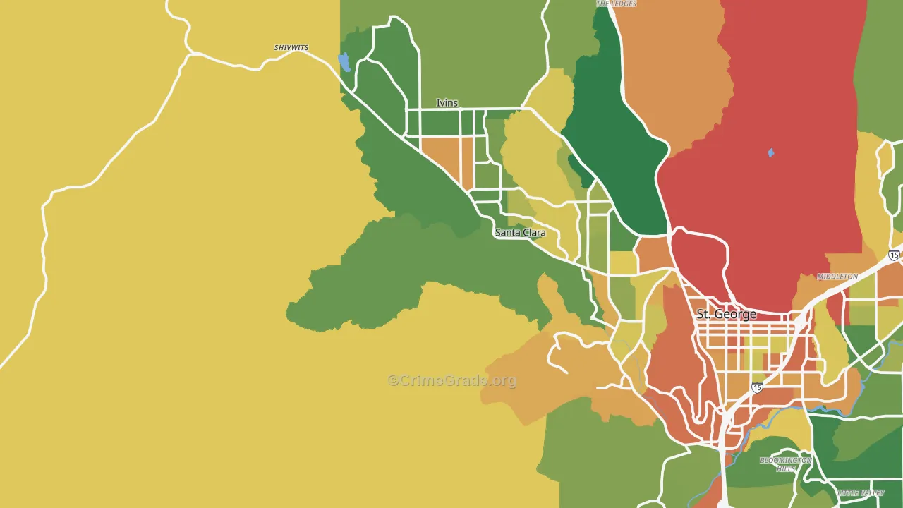 Shivwits, UT Map of Theft Rates