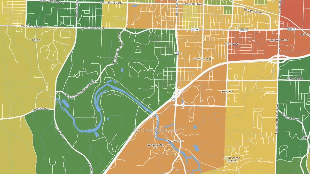 Shoal Creek Drive, MO Map of Theft Rates