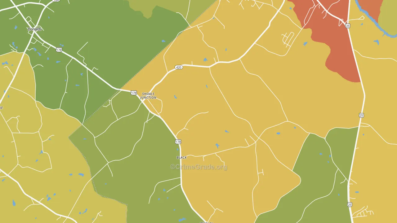 Shoals Junction, SC Map of Theft Rates