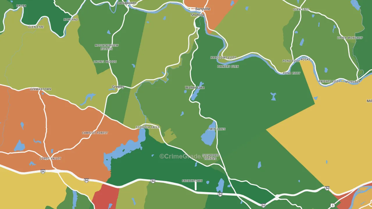 Shohola, PA Map of Theft Rates