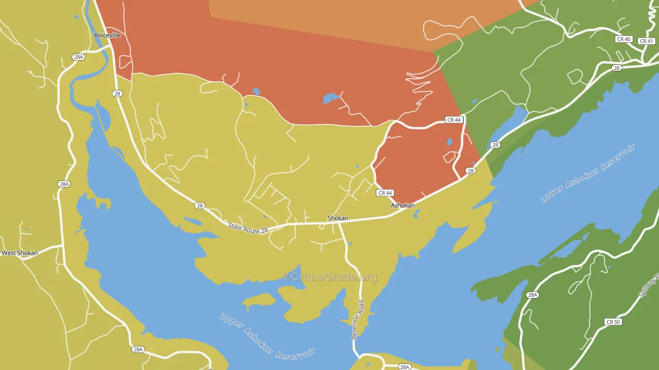 Shokan, NY Map of Theft Rates