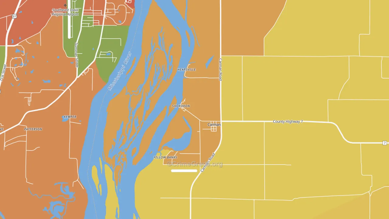 Shokokon, IL Map of Theft Rates