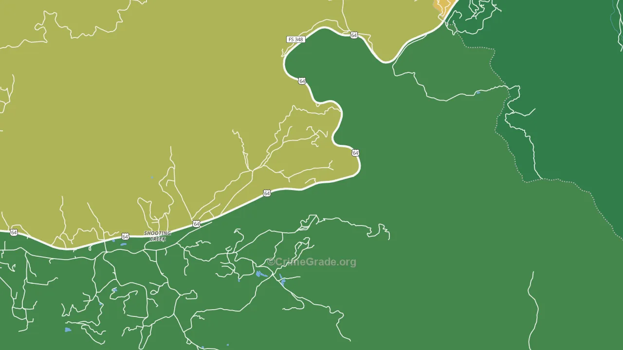 Shooting Creek, NC Map of Theft Rates