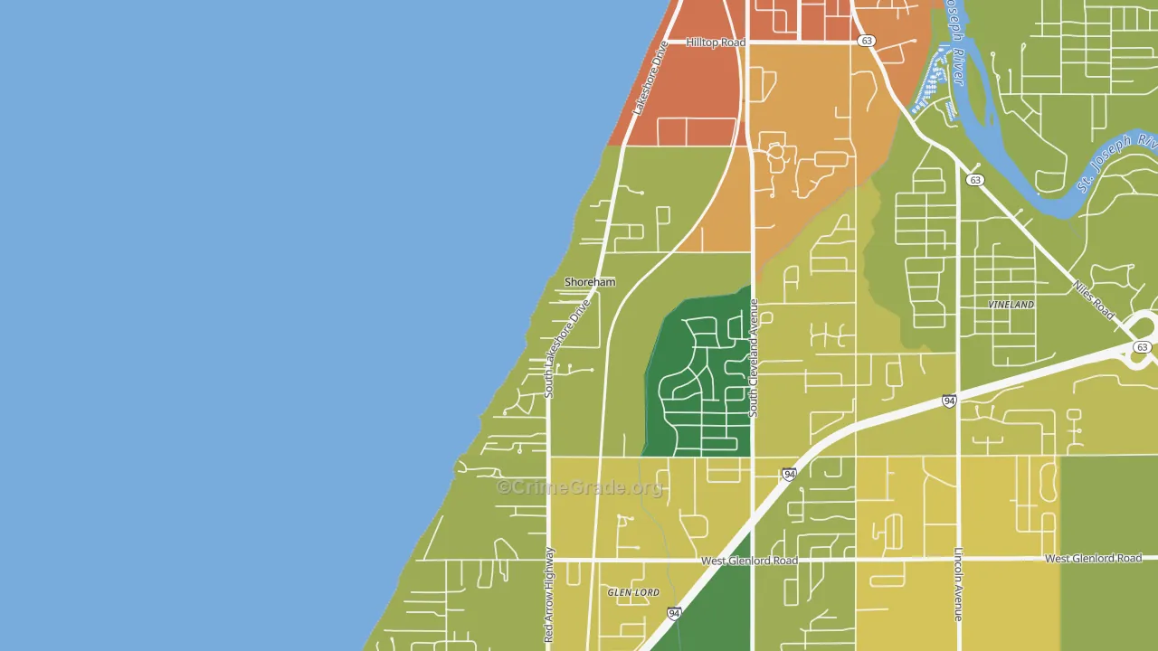 Shoreham, MI Map of Theft Rates