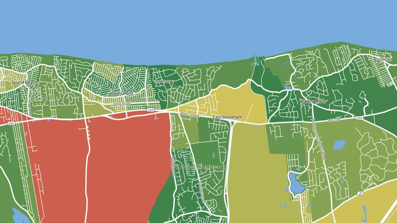 Shoreham, NY Map of Theft Rates