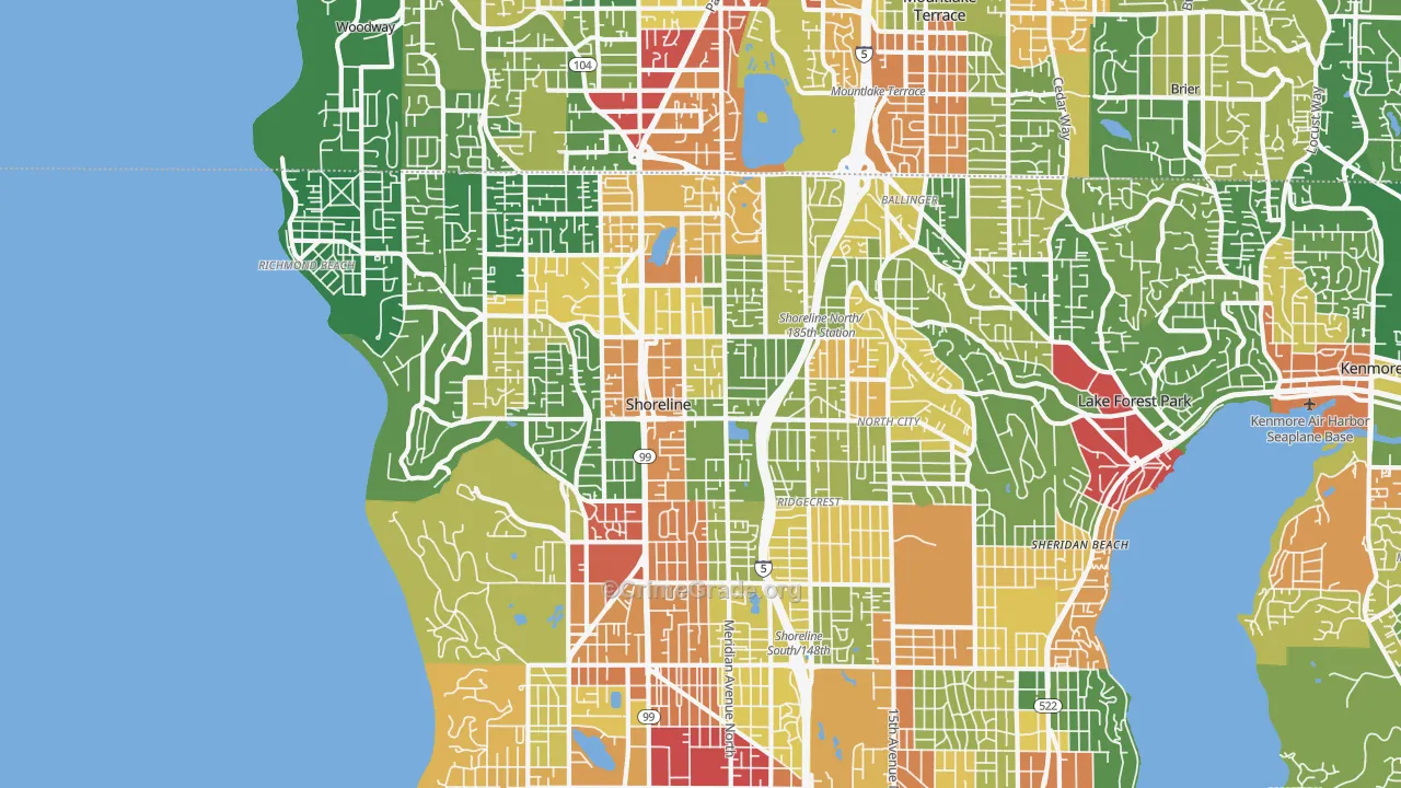Shoreline, WA Map of Theft Rates